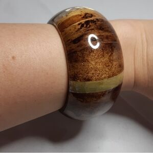 Beautiful Handmade Cocobolo Mother of Pearl Inlay Wood Bracelet